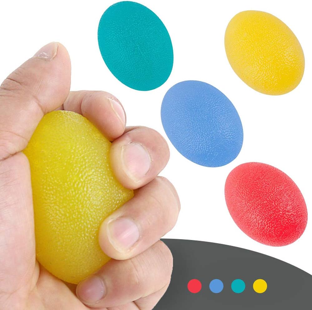 ENEX Hand Grip Strength Trainer, 4 Pack Stress Relief Ball, Wrist Rehab Therapy Hand Grip Equipment Ball - Set of 4 Finger Resistance Exercise Squeezer for Adults and Kids : Sports & Outdoors