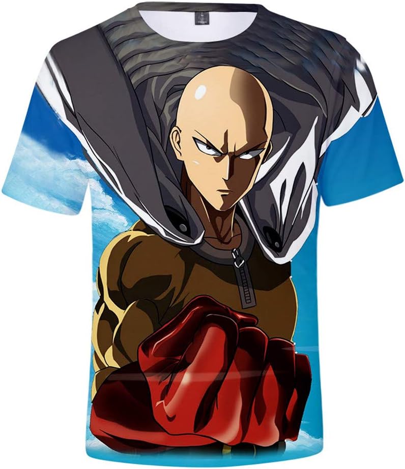 Unisex Summer Short Sleeve T Shirts 3D Digital Printed Anime One Punch Man Casual Crewneck Tee Shirts Tops Tops Juniors