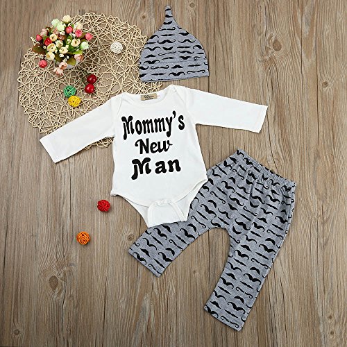 Charberry Baby Girl Clothes Cute 3Pcs Set Newborn Baby Boy Romper Tops +Long Pants Hat Outfits Clothes 0-18M