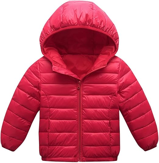 Boys Down Winter Coat Thin Warm Removable Hood Zipper