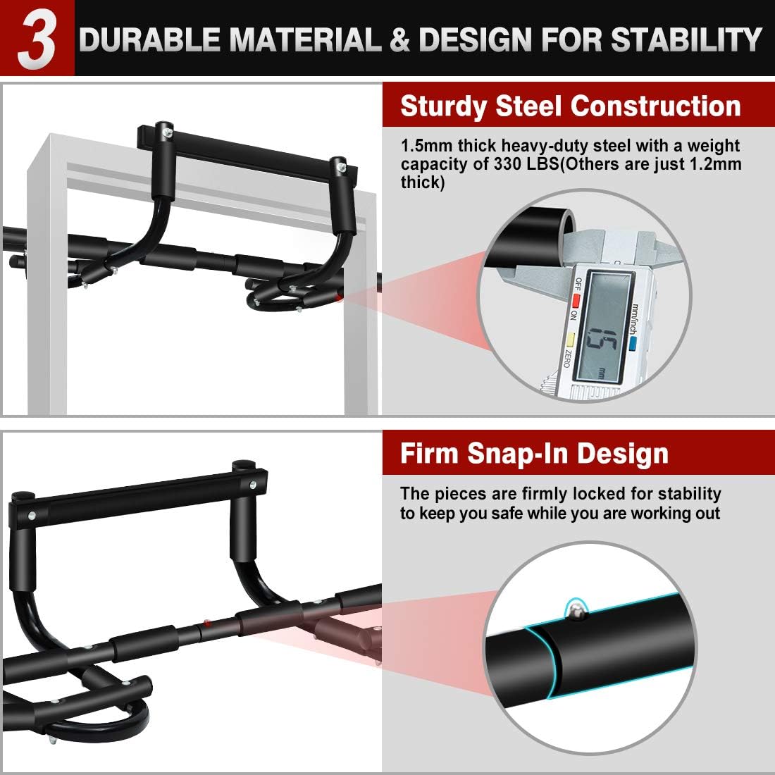 LINODI Pull up Bar for Doorway, Strength Training Pull-up Bars for Home Gym Exercise, Multi-Functional Door Pull Up Chin up Bar No Screws, Portable Heavy Duty Doorway Trainer(180-days Free Return) : Sports & Outdoors