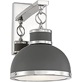 Savoy House 9-8884-1-175 Corning Modern Farmhouse Metal Wall Sconce, 1-Light 60 Watt, 11" H x 8" W, Gray with Polished Nickel