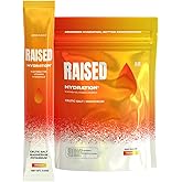 Raised Hydration+ Electrolyte Drink Mix | Zero Sugar | Magnesium Glycinate, Vitamin C & D | Daily Hydration Powder for Energy, Focus & Recovery | 15 Stick Packs | Peach Flavor