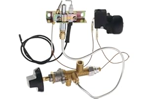 EVIMOTAL Heater Pilot Burner Assembly Replace Parts Include Valve Kit, Connecting Tubes,Tilt Switch and Safety Device Ignition Component Pilot Kit, Propane Fire Pit Main Control Brass Safety Valve Kit