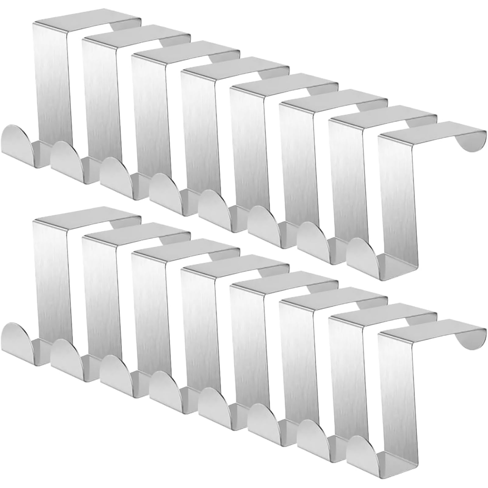 Jicyor Over Door Hook,16PCS Over Hanger, Reversible Stainless Steel Coat Hooks,Hooks Over The Door Hook Hanger,Ideal for Bedroom, Bathroom, Kitchen and Wardrobe