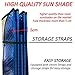 Big Hippo Windshield Sun Shade, Car Window Shade as Bonus Keep Vehicle Cool Windshield Sunshade Protect Your Car from Sun Heat & Glare Best UV Ray Visor Protector -Silver/Blue (Size: 55.16