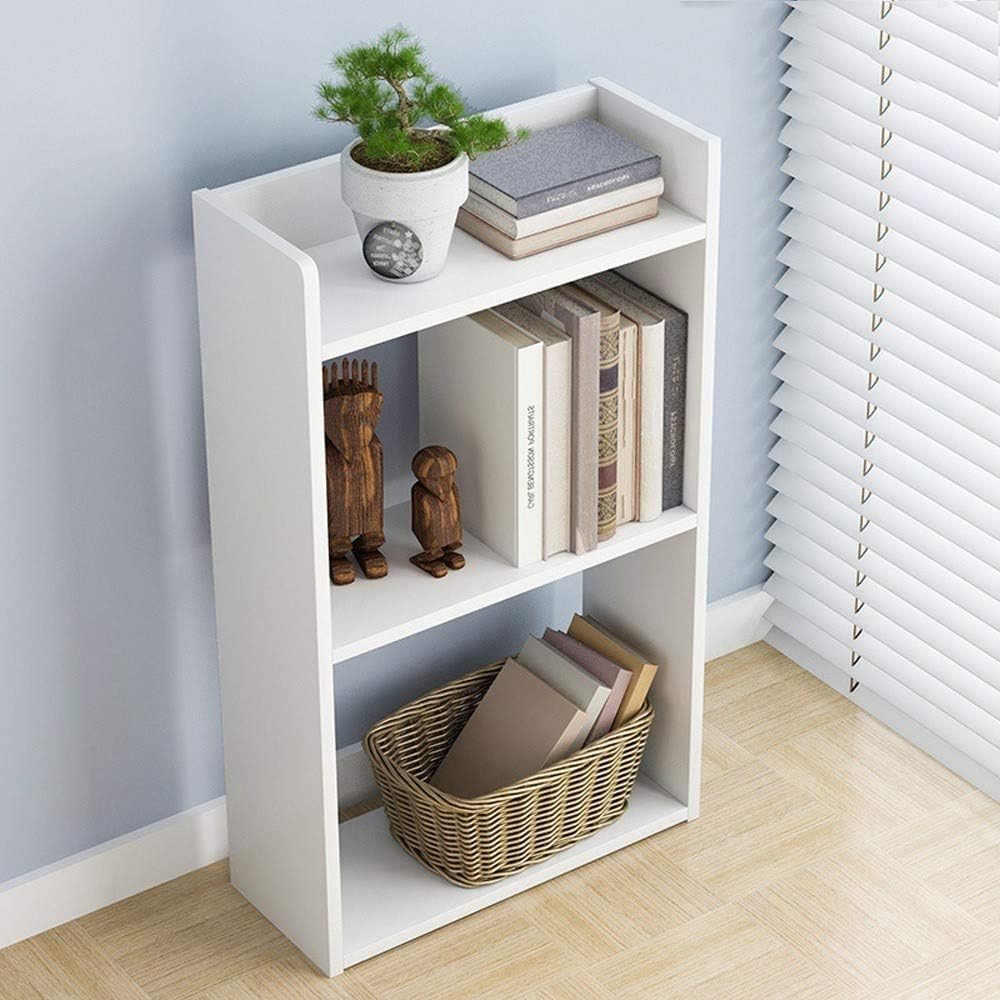 Small Bookshelf, xatos 3-Tier Simple Floor Bedroom Shelf, White Bookcase Combination Cube Shelf Organizer Home Decor Creative Book Storage