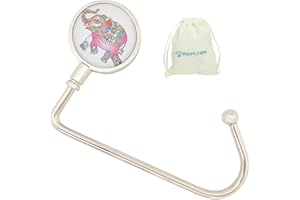 ROFLYER Purse Hook Hanger for Table Bar Long Handbag Hanger Bag Hanger with Velvet Pouch (Elephant)