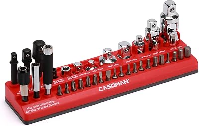 CASOMAN 35-Pc Magnetic Socket Accessory Holder Organizer Tray 1/4 3/8 1/2 Drive