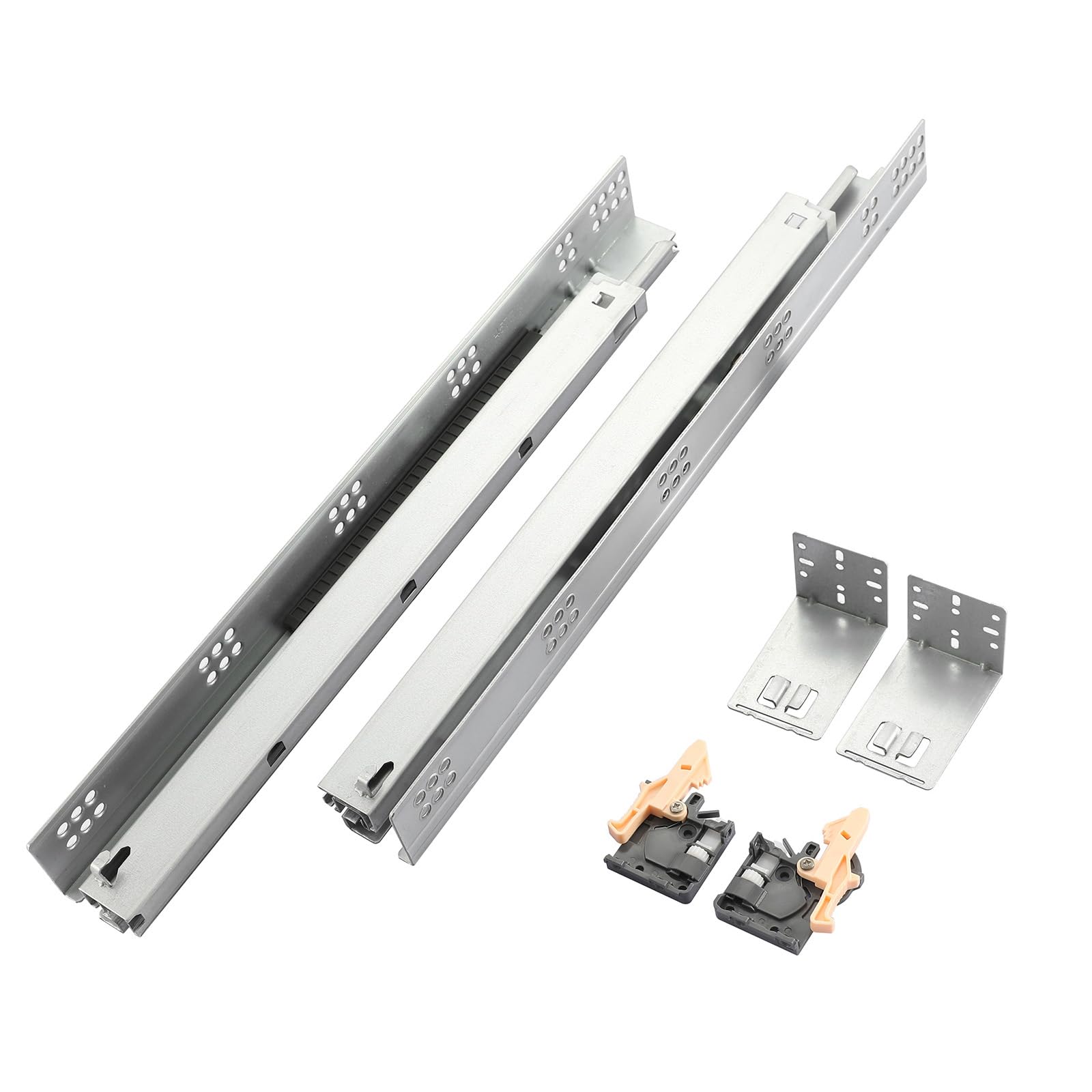 Photo 1 of 1 Pair of 21 Inch Undermount Soft Close Drawer Slides Bottom Mount Full Extension 100LB Capacity with Adjustable Locking Devices and Brackets