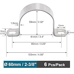 FamlTol 6 pcs 2-3/8" Conduit Clamp 304 SS Pipe