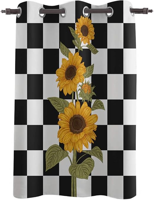 black and white checkered with sunflowers