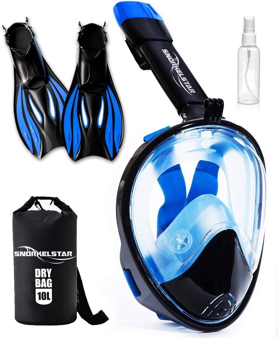 SNORKELSTAR Full Face Snorkel Set (Mask + Fins + Anti Fog + Drybag)