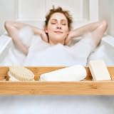 woodluv Slimline Bamboo Bath Caddy Tray Natural 70cm Wide Bath Shelf Organiser view 3