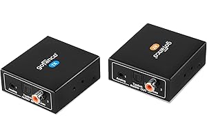 gofanco Audio Extender Over CAT5e / CAT6 - Coaxial/Toslink/Analog Audio, 1640ft (500m) Extension, Bi-Directional PoC, Up to 5.1-Channel, Supports Analog Stereo and Digital Audio (AudioCATExt500)
