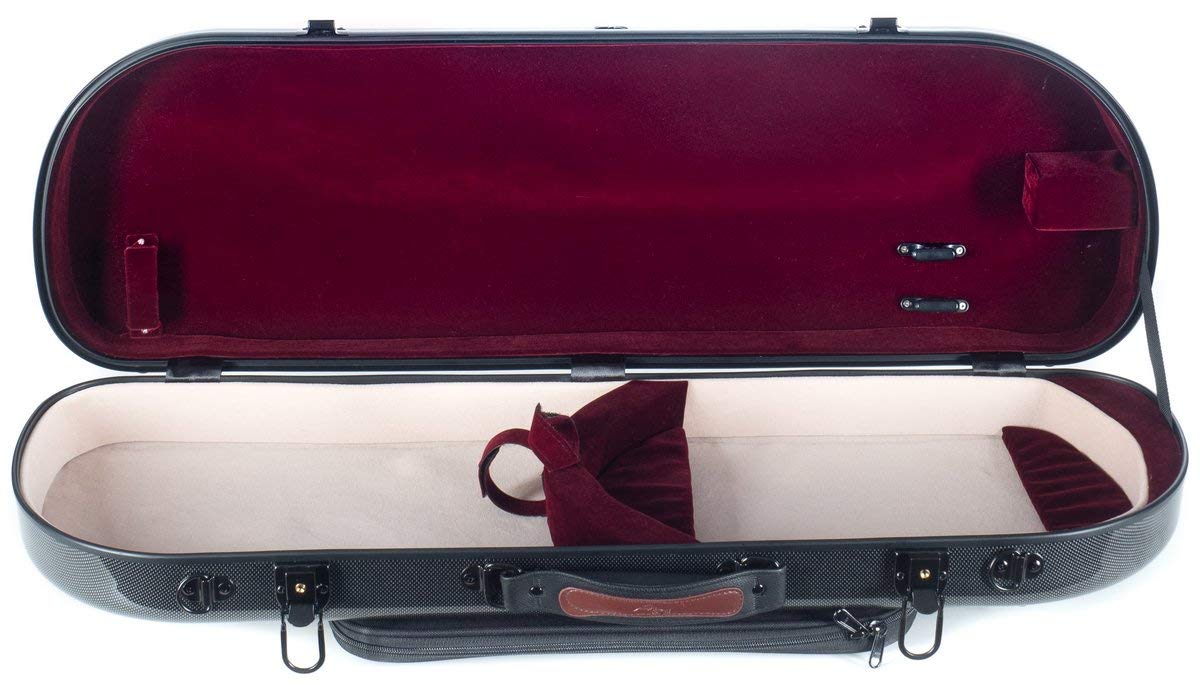 Fiberglass Violin Case Street 4/4 point black - burgundy M-Case + Music bag