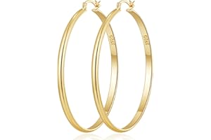OOOPEL 3mm Wide Large Hoop Earrings for Women Hypoallergenic 925 Sterling Silver Post Gold Earrings Lightweight Silver Hoop Earrings Oversize Big Gold Hoops 30/40/50/60MM