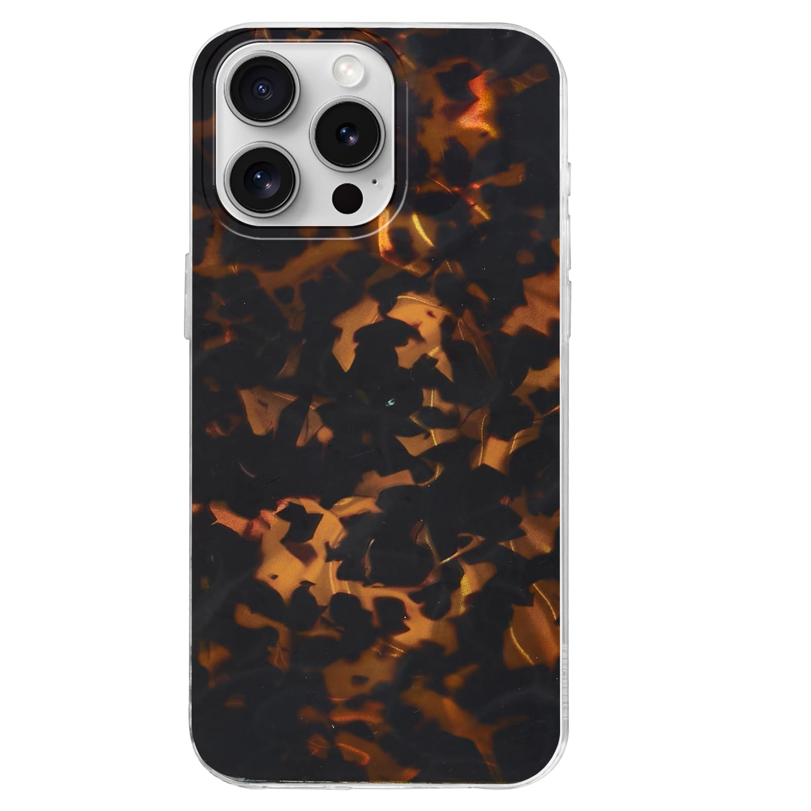 Photo 1 of Svanove for iPhone 16 Pro Phone Case Tortoise Shell, Cute Girly Turtle Shell Amber Pattern Aesthetic Iridescent Design, Clear Bumper Slim Thin Gloosy Acrylic Hard Shell Plastic Case for Women Girls