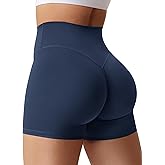 HIGORUN Gym Workout Shorts for Women 4.5" High Waisted Hidden Scrunch Tummy Control Biker Shorts Athletic Running Yoga