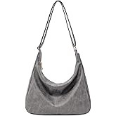 NIUEIMEE ZHOU Hobo Bags for Women Foldable Vegan Leather Shoulder Handbag Slouchy Tote Crossbody Purses
