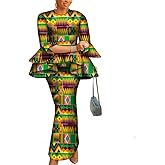 ABCWAX African Women's Dresses 2 Piece Tops and Skirts Ankara Dashiki Traditional Printed Fabrics for Wedding Party