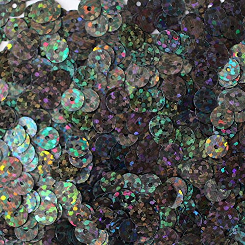 5mm Flat Round Sequin Paillettes ~ Black Galactic Night Sky Metallic Hologram Reflective Rainbow ~ Loose sequins for embroidery, bridal, applique, arts, crafts, and embellishment. Made in USA.