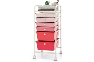 DREAMADE 6-Tier Rolling Cart, Utility Cart with 6 Detachable & 2-Sized Storage Drawers, Craft Cart Organizer with Lockable Wheels, Art Cart, Rainbow Drawers Rolling Cart for School Home