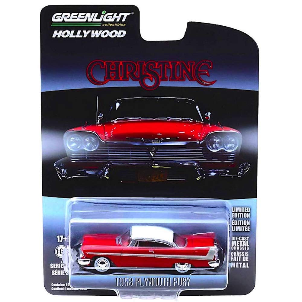 Model Car PLYMOUTH FURY 1958 Movie CHRISTINE Normal Version SCALE 1/64 8cm Greenlight