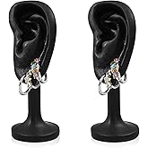 Chris.W 2 Pcs Ear Shaped Jewelry Display Rack, Human Earring Display Holder for Shows Countertop Stand Earring Hanger Tower (Black)