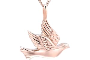 Yinplsmemory Cremation Urn Necklace for Ashes Holder Keepsake Peace Dove Urn Jewelry for Ashes with DIY Birthstone