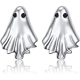 Halloween Ghost Stud Drop Earrings for Women S925 Sterling Silver Spooky Earring Jewelry