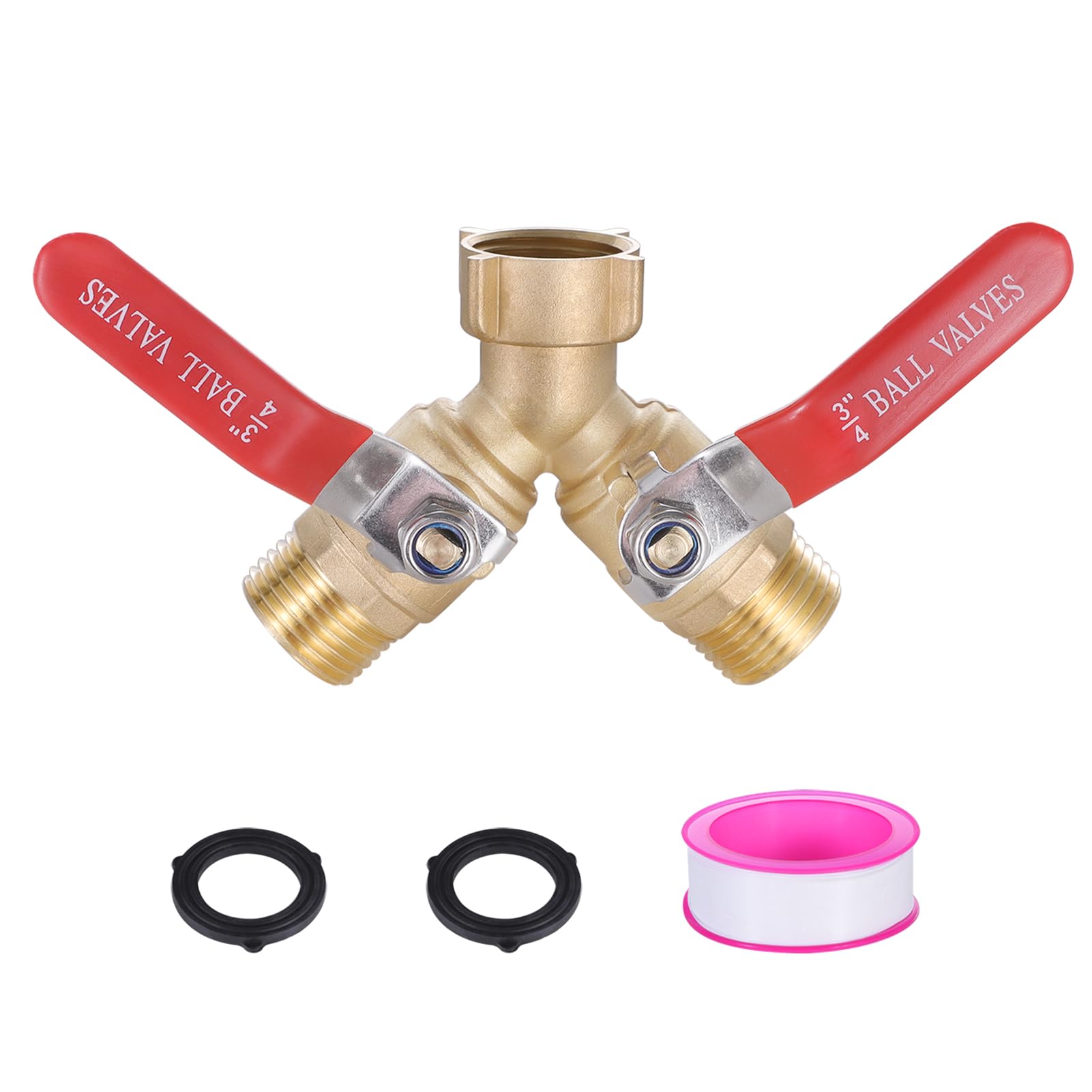 Photo 1 of walkinginrain Garden Hose Splitter Full Flow, Brass Hose Splitter 2 Way Heavy Duty, Garden Hose Y Valve Hose Splitter with Shut off Valve, Outdoor Faucet Splitter Hose Connector, 3/4" GHT Threads