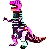 Adult Inflatable Costume, Smart LED Light Up Skeleton Dinosaur Costume, Full Body T-Rex Blow Up Costume for Halloween Cosplay Parties
