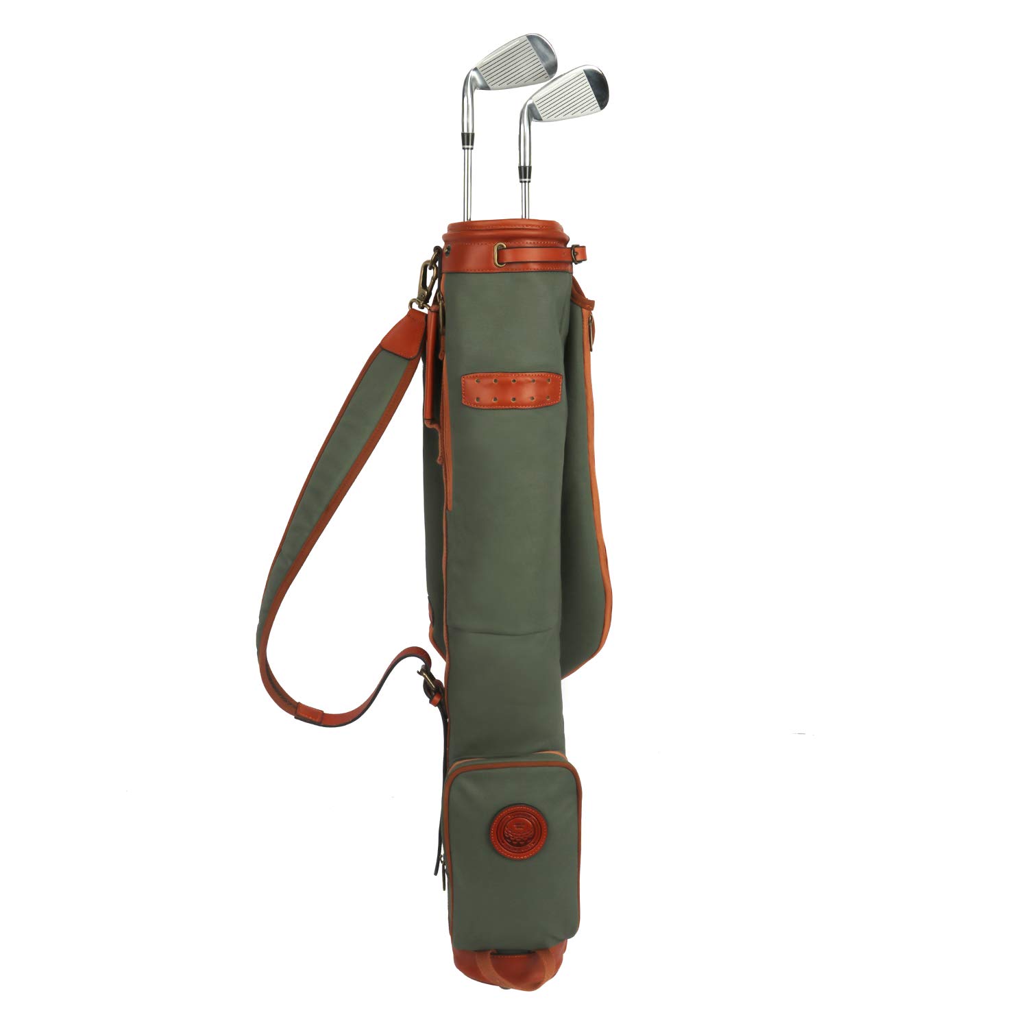 TOURBON Waterproof Canvas Course Training Practice Golf Club Carry Bag Travel Case With Soft Padded Shoulder Strap (Golf Bag TB904CA-Green)