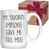 HIWERAN My Favorite Employee Gave Me This Mug Funny Boss Gift from Employees Coworkers, Boss Mug Gifts for Women Men, Christmas Mugs for Men 15 oz