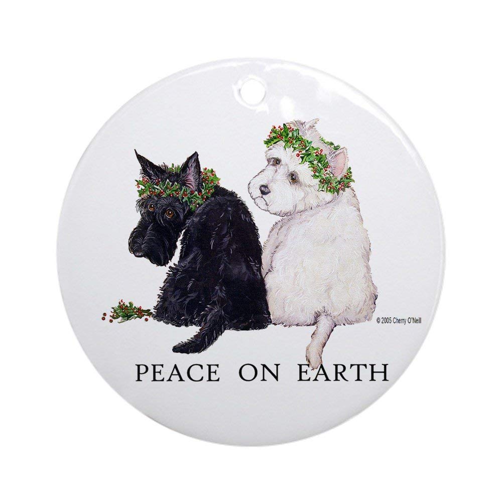 10CIDY Scottish Terrier Westie Xmas Ornament (Round) Round Holiday Christmas Ornament Xmas Gifts Christmas Tree Ornaments Ideas 2019