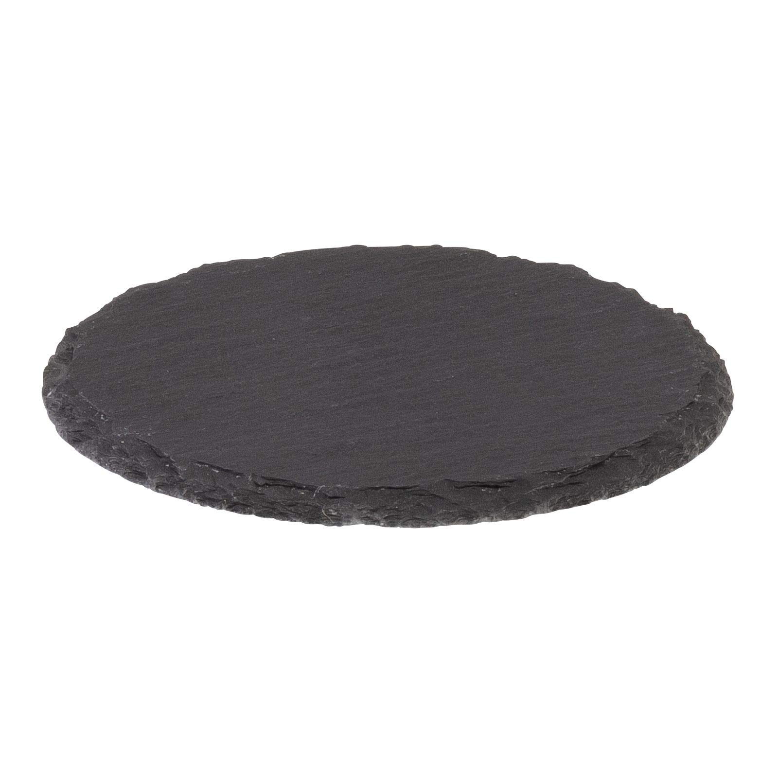Westmark 4 natural slate coasters, round, with scratch protection, ø 10 cm, slate, Tapas + Friends, anthracite, 69202270
