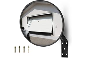 CNQLIS 8 Inch Convex Mirror Outdoor with Adjustable Wall Fixing Bracket,Blindspot Traffic Mirror for Driveway Garage Park Outdoor Wide Angle View Curved Security Blind Spot Mirrors