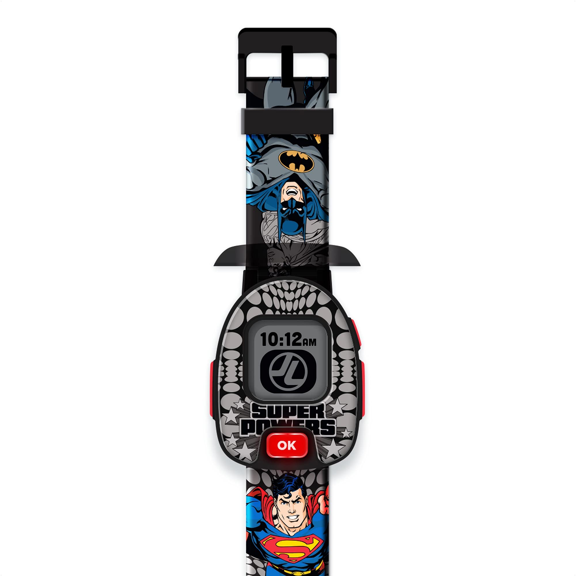 PlayZoom Justice League Smartwatch - Superman Batman Kids Smartwatch - Learning Educational Fun Interactive Games LCD Screen Sport Digital Watch Birthday Gift for Kids Toddlers Boys Girls Fun Prints