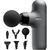 Morelax Mini Massage Gun, Percussion Muscle Massager for Back Pain Relief, Compact Sports Travel Massage Gun with 6 Massage Heads 4 Speeds, Gift for Her, Home, Athletes