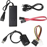 2.5/3.5/5.25 Inch Hard Disk Drive & 2.5 Inch Solid State Drives & 5.25 Inch CD-ROM Data Converter Cable SATA & IDE Drive to USB 2.0 with External AC Power Adapter