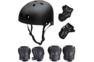 Besmall Kid's Protective Gear Set,Roller Skating Skateboard Cycling Gear Pads for Boys Girls(Adjustable Helmet+Knee Pads+Elbow Pads+Wrist Pads)
