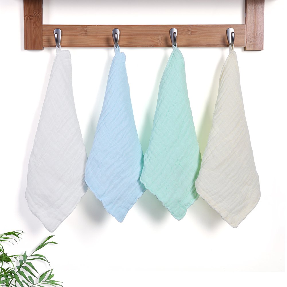 Baby Muslin Washcloths Set 6 Pack Soft Newborn Infant Towels Multi-purpose 6 Layer Natural Baby Wash Cloth for Baby Girls and Boys 10x10 inches by AiKiddo