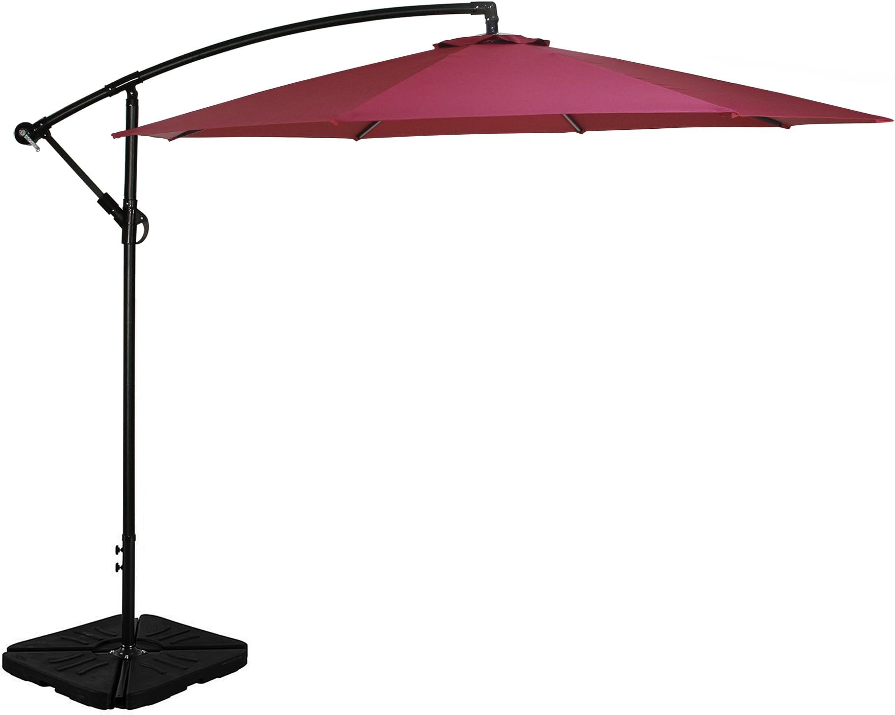 Tourke Patio 10' Hanging Offset Umbrella Outdoor Cantilever Market Umbrella with Crank, 8 Steel Ribs, Wine