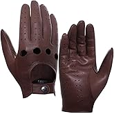 Harssidanzar Mens Lambskin Leather Driving Gloves GM026