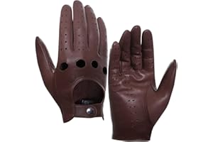 Harssidanzar Mens Lambskin Leather Driving Gloves GM026