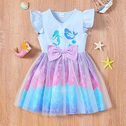 Girl Mermaid Dress Tulle Toddler Blue Swing Bowknot
