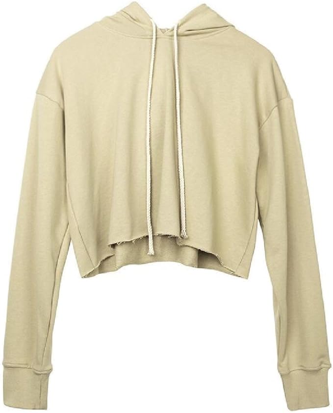 Abetteric Women Baggy Hooded Cropped Athletic Long Sleeve Hoodies Sweatshirt Khaki S Amazon.ca