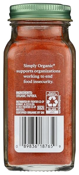SIMPLY ORGANIC, PAPRIKA GROUND CERTIFIED ORGANIC, 2.96 OUNCE CONTAINER