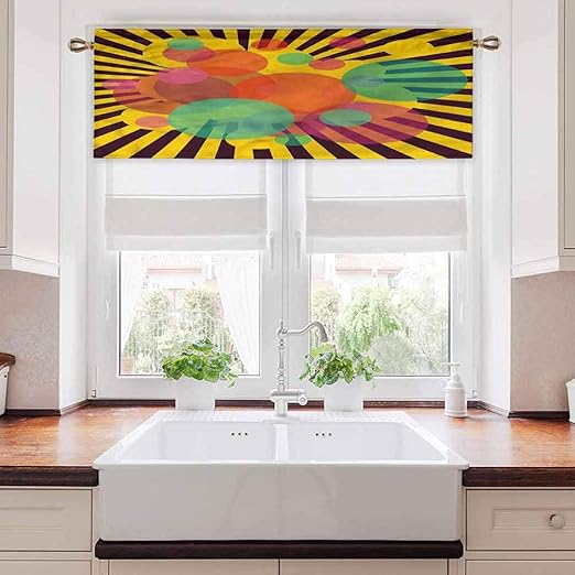 Ahuimin - Cenefa de ventana para cortina, retro, cifras circulares, 50